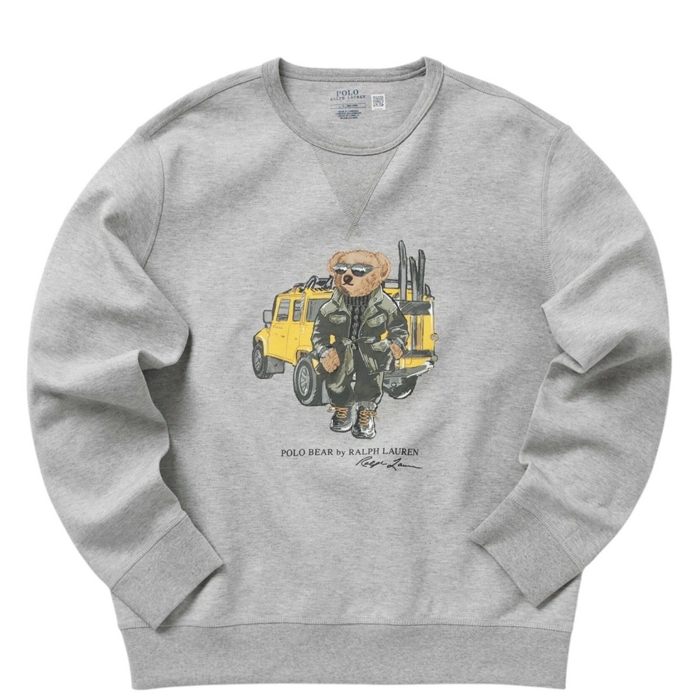 Polo Ralph Lauren Gray Defender Truck Bear Men's L Crewneck Sweatshirt NWT NEW